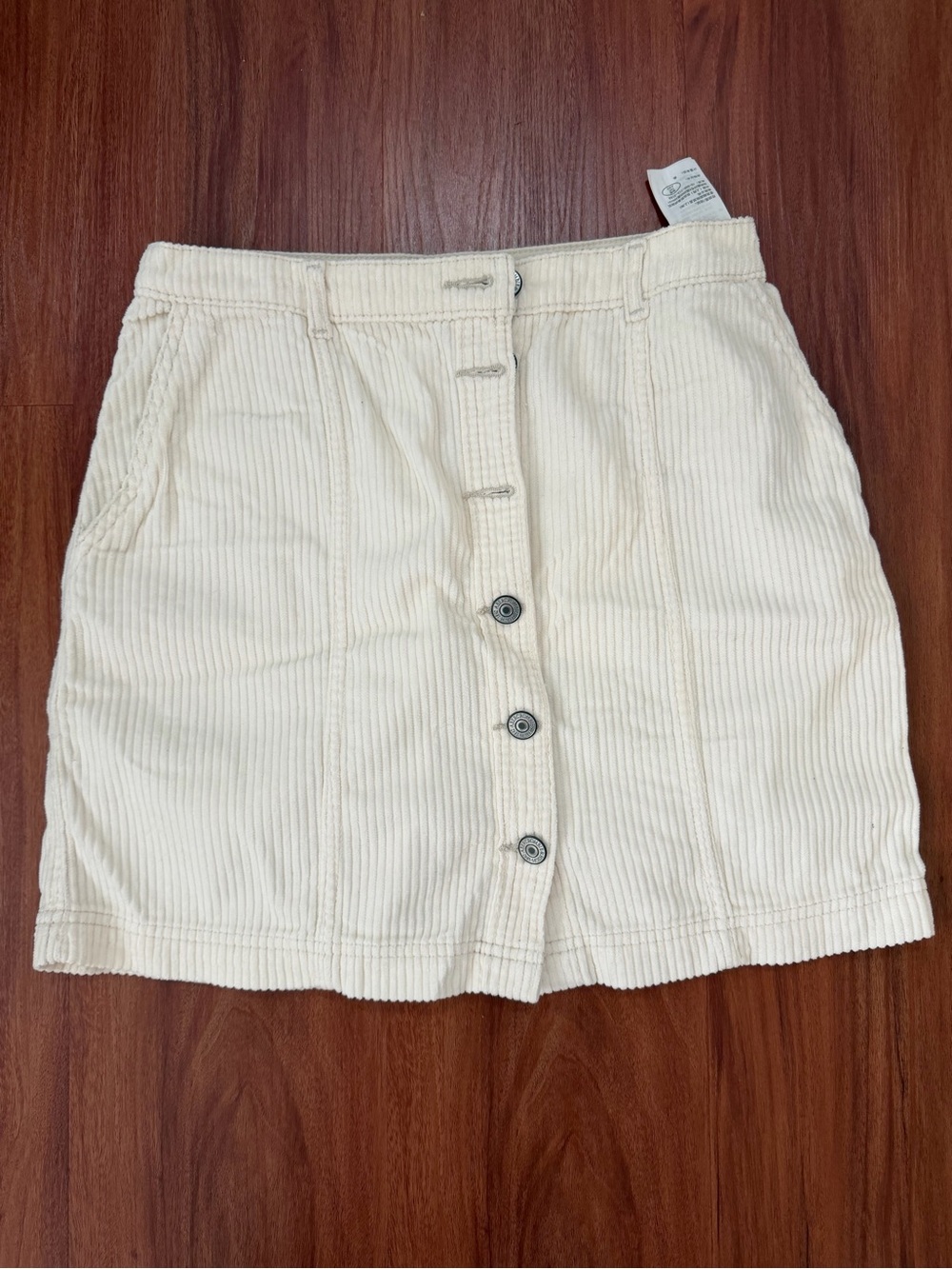 Abercrombie & Fitch Cream Corduroy Button-Front Mini Skirt